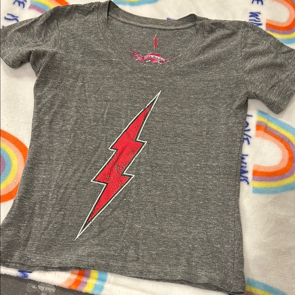 Gray Lightning Bolt Kids T-Shirt